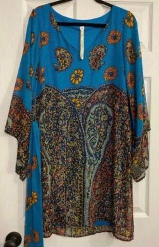 Anthropologie Blue Floral Boho Dress 