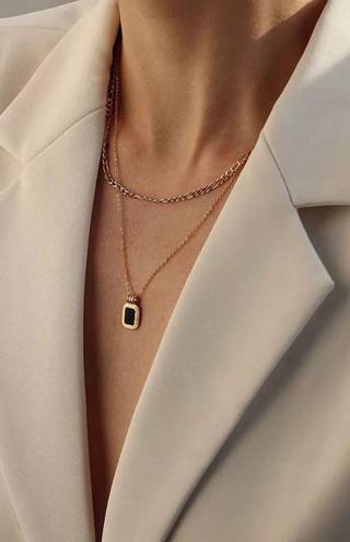 Onyx Necklace, Double Layered Necklace Set, Gold Necklace Set