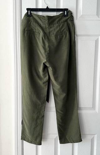 Anthropologie  Coquille Olive Green Soft Paperbag Tie Waist Casual Jogger Pants 8