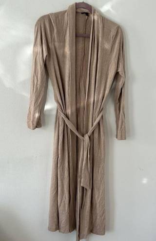 Gibson  Look Cozy Fleece Long Belted Cardigan Almond Tan Beige Nude Size Small