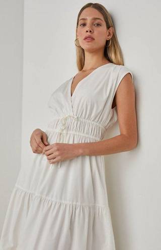 Rails  Lucia Tiered Midi Dress Cap Sleeves Cotton Poplin White Women's Small NEW