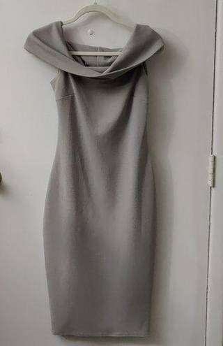 Boohoo  Gray Off Shoulder Cut Out Dress Size 10 Hourglass