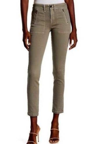 Ramy Brook  Eva Mid Rise Zip Pockets Ankle Length Skinny Sage Green Jeans 25