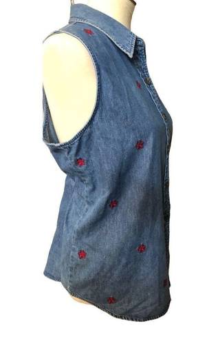 Marsh Landing Vintage  denim sleeveless blouse