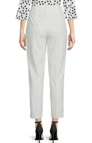 T Tahari  Pants Womens Size 6 White High Waist Slim Fit Ankle Cropped Belted