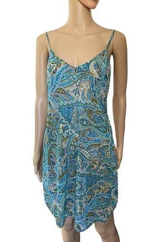 Petra Fashions  Vintage 90s Green Earthy Hippie Boho Eclectic Paisley Slip Dress