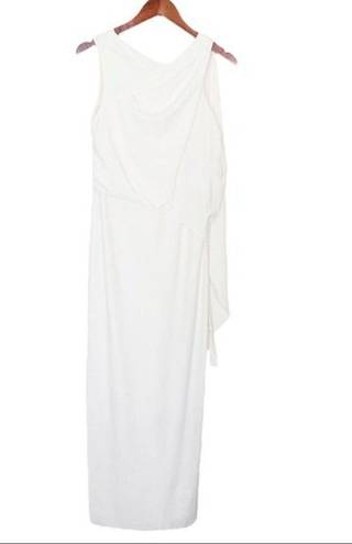 Halston Heritage HALSTON Asymmetrical Draped Gown In Chalk White Size 0