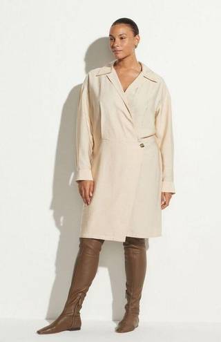 Vince NEW  Plus Size Extended Shaped Collar Long Sleeve Wrap Dress Beige Size 22