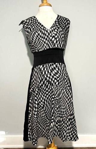 Tracy Reese  Black White Malak Houndstooth Jacquard MIDI Dress Size 6