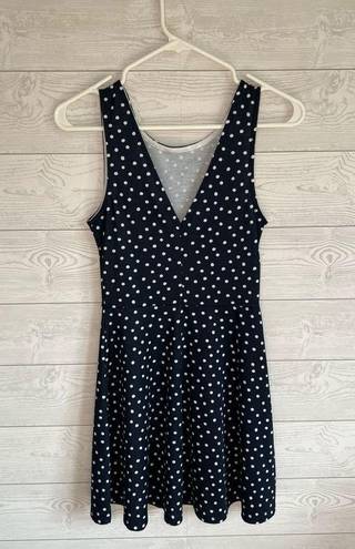 Divided  Navy Polka Dot fit & flare sleeveless dress Size 6