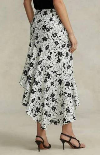 Polo NWT  Ralph Lauren Floral Ruffled Asymmetrical Linen Skirt