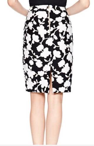 Kate Spade  Floral Graphic Marit Black White Pink Pencil Skirt Sz 4