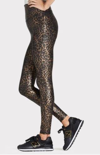 Spanx  Faux Leather Leopard Shine Legging Pants Shapewear Animal Print Size 1X