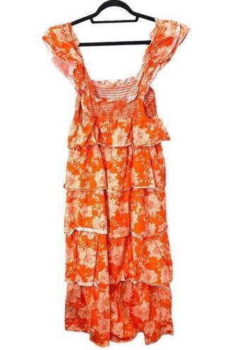 Saylor Linley Floral Smocked Maxi Dress Sz M