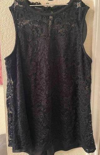 AB Studio Womens  black lace tank top size Large