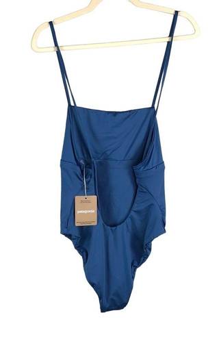 Patagonia  Reversible Sunrise Slider One-Piece Swimsuit Back Tie Wavy Blue M, NWT