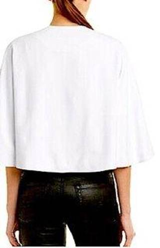 Alice + Olivia  White Marjory Cropped 3/3 Sleeve Pleated Blazer Size Small