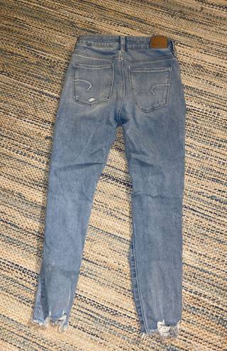 American Eagle Outfitters super hi-rise light wash ripped jegging