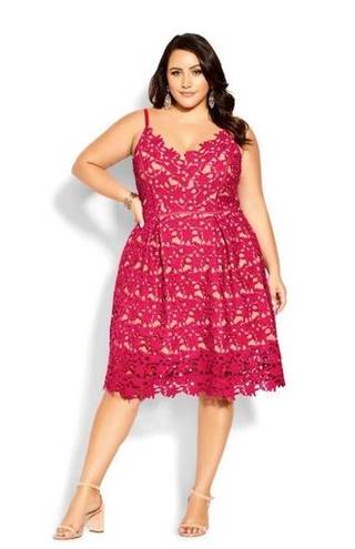 City Chic  Shocking Pink So Fancy Crochet Lace Dress Sz.XL(22) NWT