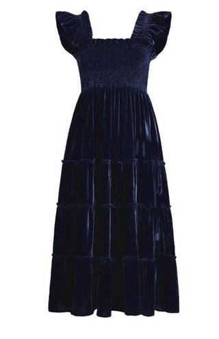 Hill House  The Ellie Nap Dress In Navy Velvet Size XS