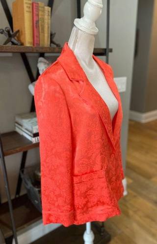 Alice + Olivia  Shanda Jacquard Satin Pajama Blazer Coral Orange Womens Small