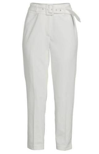 T Tahari  Pants Womens Size 6 White High Waist Slim Fit Ankle Cropped Belted