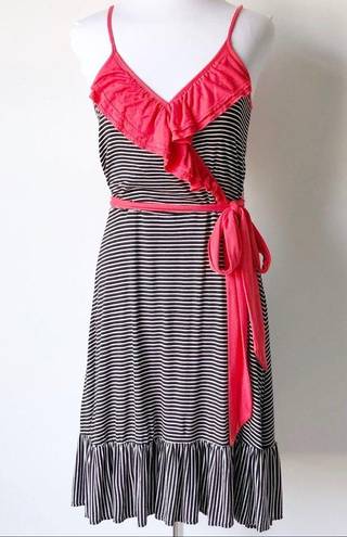 a.n.a Ruffle Stripe Belt Waist Fit & Flare Casual Dress