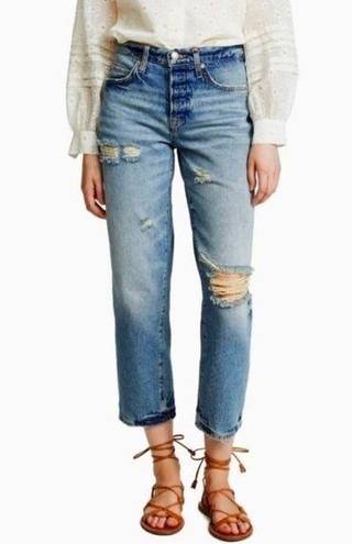 We The Free Free People Distressed High Waisted Button Fly Jeans Sz 28