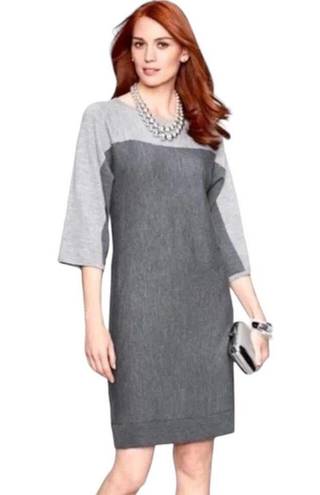 Talbots  Merino Wool Sweater Womens Color Block Sweater Dress Gray Petite S