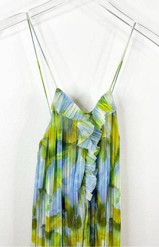 ZARA Pleated Watercolor Maxi Dress S