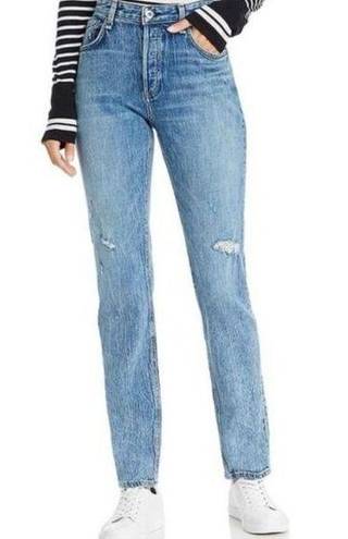 Rag and Bone  Rosa Mid-Rise Boyfriend Jeans North Star Wash Size 25 Distressed