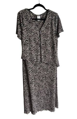 Connected Apparel  MAXI DRESS Women's Size 16 Layered Button Top Short Sleeves