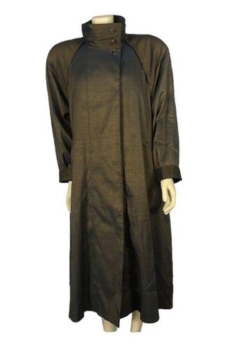 London Fog Vintage  Iridescent Long Trench Coat Green/Gold/Blue size 10 p