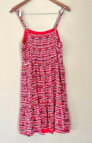 Loft Ikat Smocked Back Ruffle Desert Southwestern Dress