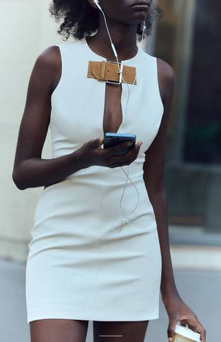 ZARA White Belted Tailored Dress