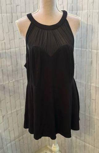 Torrid  Black High Neck Mesh Sweetheart Peplum Babydoll Stretch Top Sz 18/20