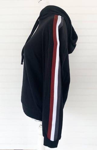 Who What Wear  Black Striped Arm Hoodie Sweatshirt