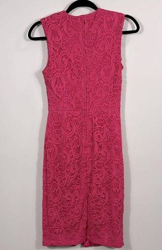 Bisou Bisou  Michele Bohbot Pink Lace Overlay Eyelet Lined Sleeveless Dress 4