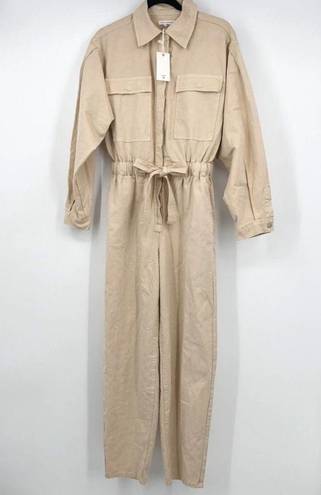 Good American  Cinched Utilitarian Jumpsuit Cream Size Small Long Sleeve NEW