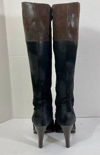 Donald Pliner  Diallo tall boots black, brown hi heel leather suede size 8