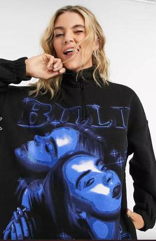 Billie Eilish Bershka x Billie‎ Eilish zip front graphic sweat dress in blue Womens Size Small