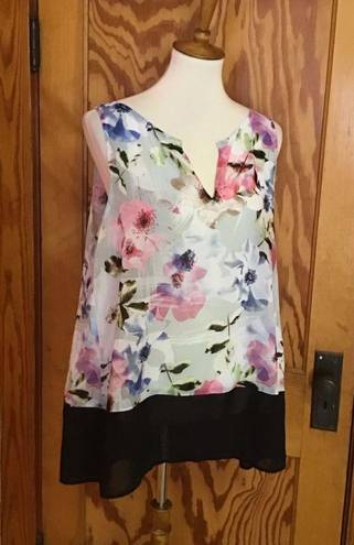 DKNY  Sheer Floral Tank Top