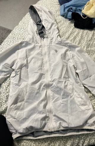 Ralph Lauren White and Gray  Reversible Zip-Up Raincoat Windbreaker Hoodie