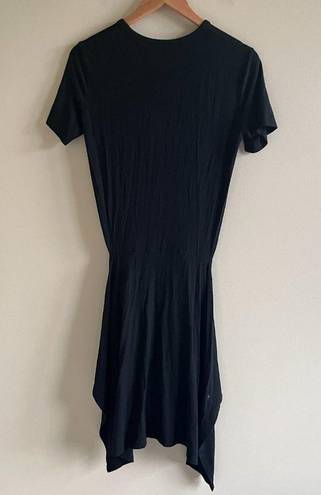 Wilfred Free  Aritzia Black Bair T-Shirt Dress Tie Front Wrap Short Sleeve Size S