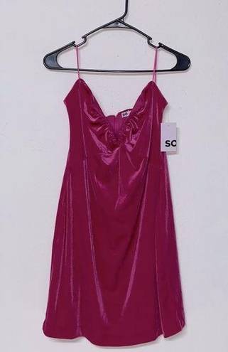 SO NWT strapless hot pink velvet v wire mini dress lined New Years Eve Valentines