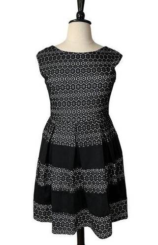 Tiana B . Fit & Flare Party Dress Cap Sleeves Black Illusion Lace Women’s 14