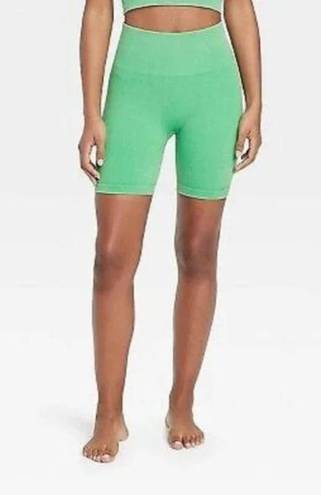 JoyLab Women's High-Rise Ribbed Seamless Bike Shorts 6" -  Mint Green S - NWT