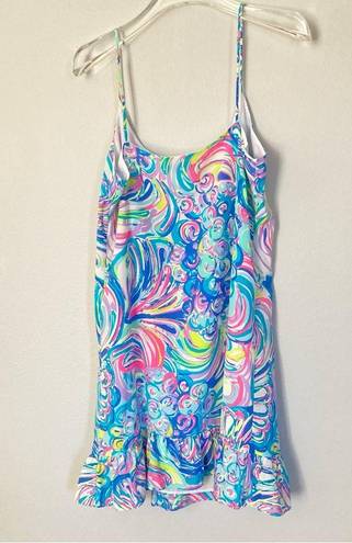 Lilly Pulitzer  Dress Medium Zanna Silk in Guilty Pleasure Bright Sundress Ruffle