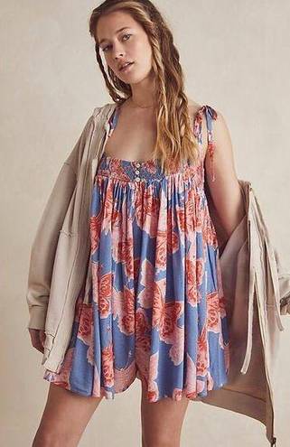 Free People  Rule The World Romper Monarch Combo Blue Pink Butterflies Large