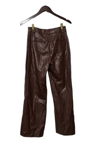 7 For All Mankind  Vegan Leather High Waisted Brown Wide Leg Pants Trousers